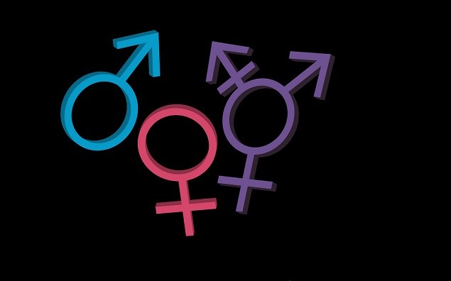 Three gender identities icons: man, woman, genderqueer