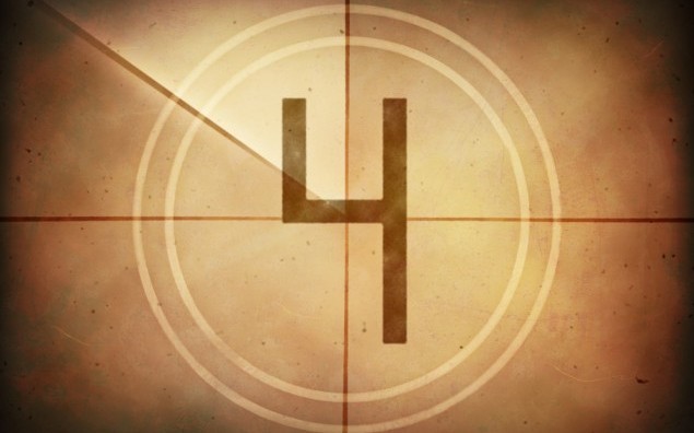 Countdown on the old movie screen. High resolution image with detailed quality.