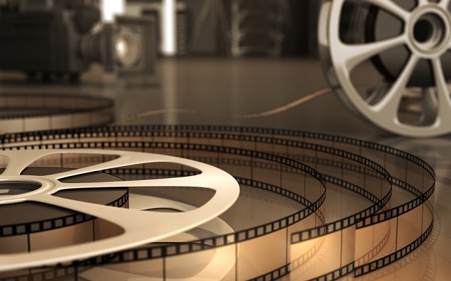 reel with tape and cinema equipment