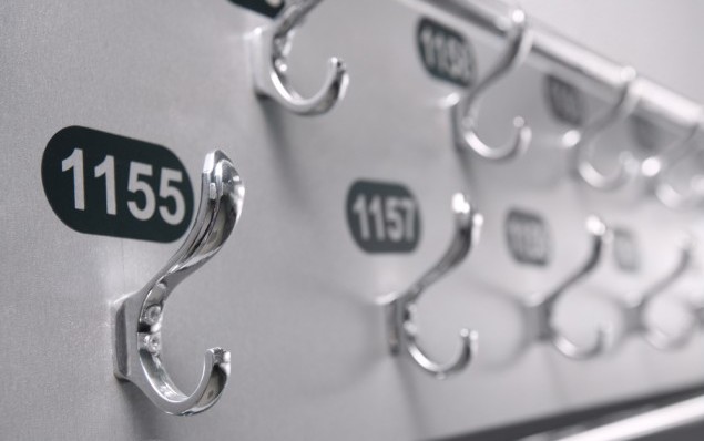 Rack of a coat in stadium