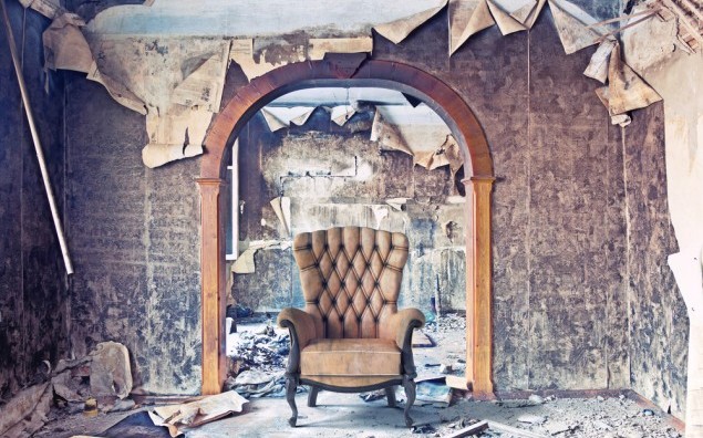 old abandoned burned interior photo