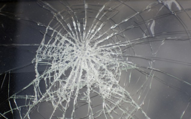 Broken glass in car
