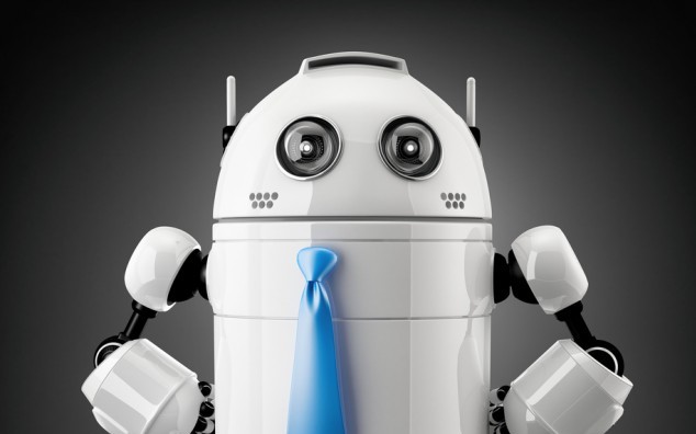 Posing business robot. Technology concept. Contains clipping path.