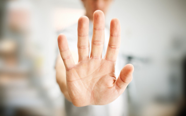 Man showing stop gesture