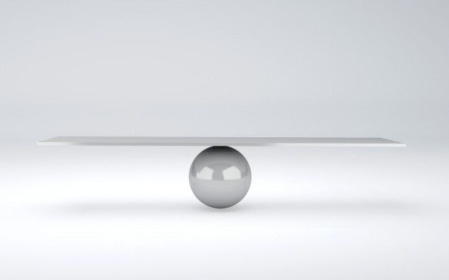 image of white seesaw. balance concept. 3d illustration. isolated white