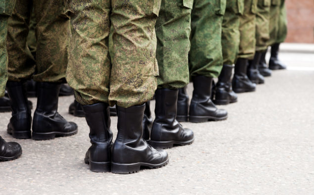 Military uniform soldier row