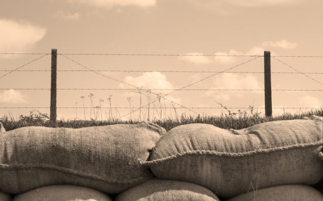 Trenches of death world war one sandbags in Belgium