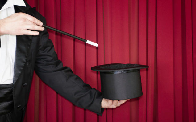 Magic trick on stage