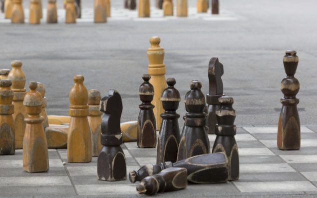 Chess pieces outside the Swiss Parliament in Bern