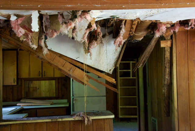 kitchen with ceiling falling down