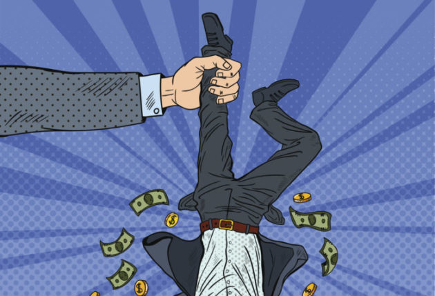 Pop Art Businessman Loosing his Last Money