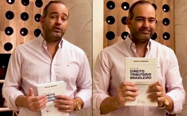 Pedro Barreto agradece Marcus Abraham, professor que o inspirou, pelo livro ‘Curso de Direito Tributário Brasileiro’