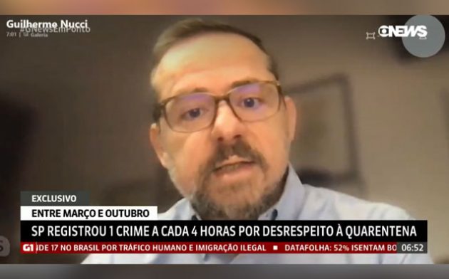 Em entrevista à GloboNews, Guilherme Nucci fala sobre os crimes relacionados à pandemia em SP