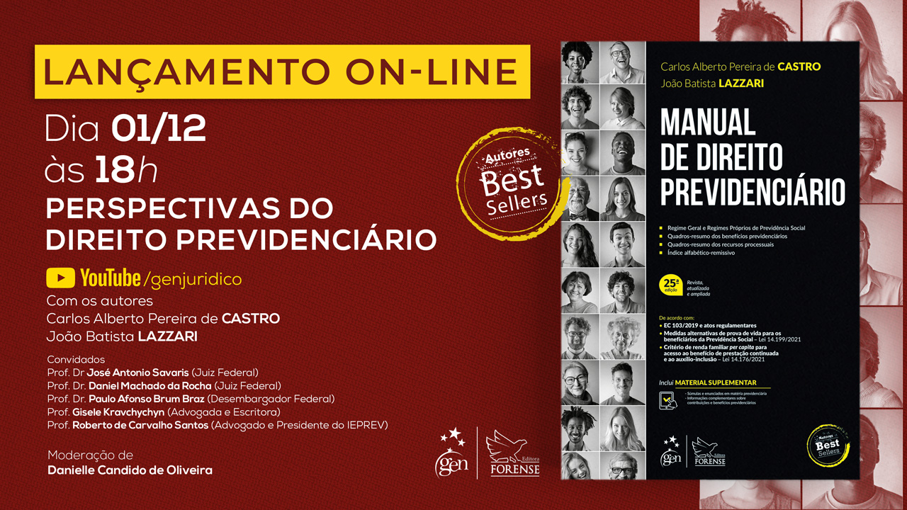 Lançamento on-line: Manual de Direito Previdenciário, com Pereira de Castro e Lazzari