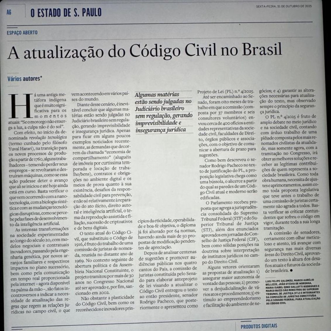 A atualização do Código Civil no Brasil